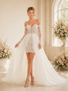 ChicSew Romantic Off The Shoulder Lace Wedding Dresses With Overskirt And Long Train
