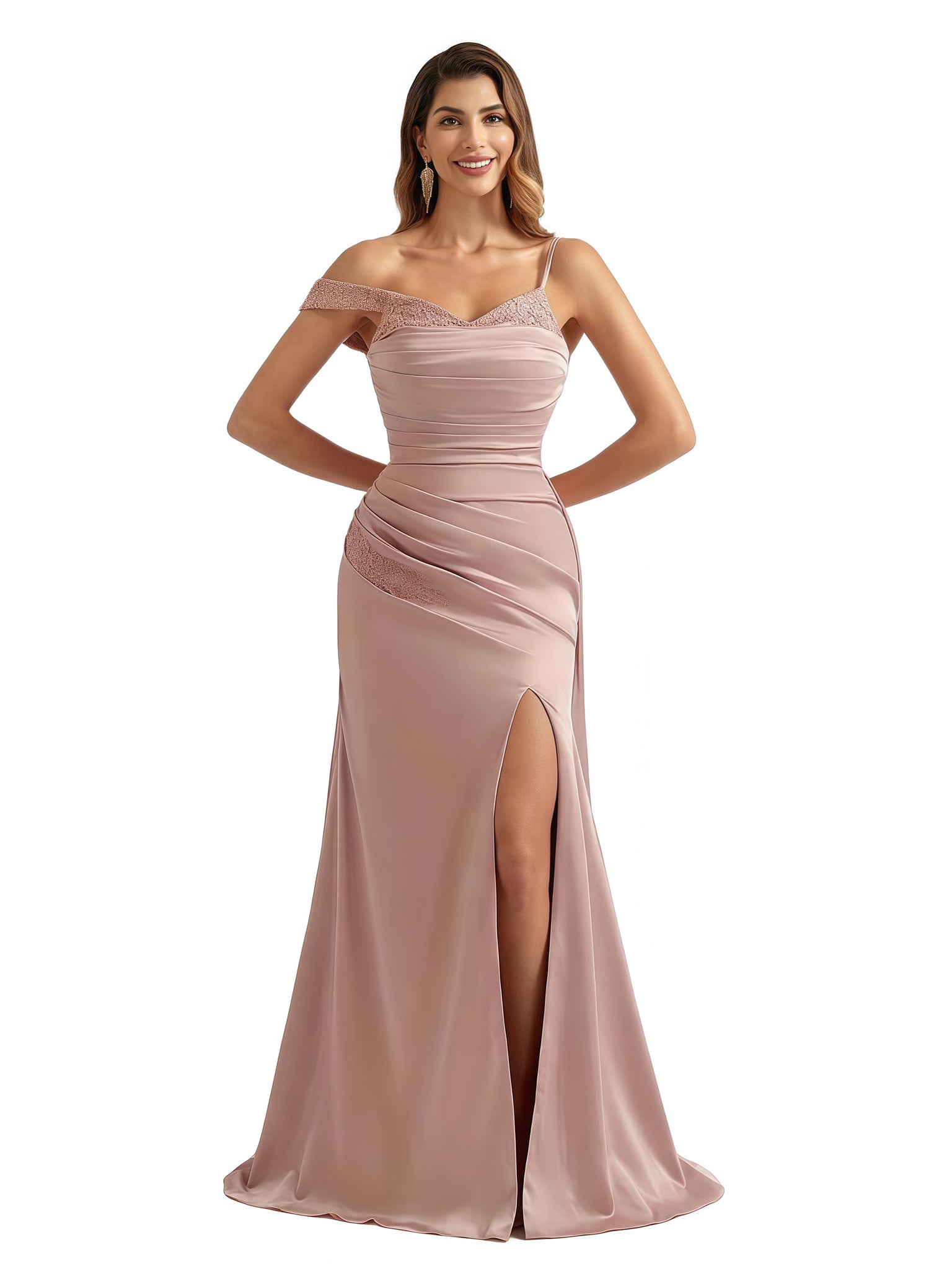 Elegant Asymmetrical One Shoulder Mermaid Soft Satin Long Formal Dresses