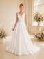 ChicSew Elegant V-Neck Spaghetti Straps Sleeveless Lace Chiffon A-Line Long Wedding Dress