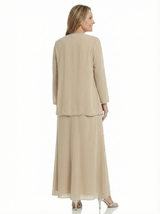 Chicsew Sparkly V-Neck Sleeveless Chiffon Mother Of The Bride Dresses With Jacket
