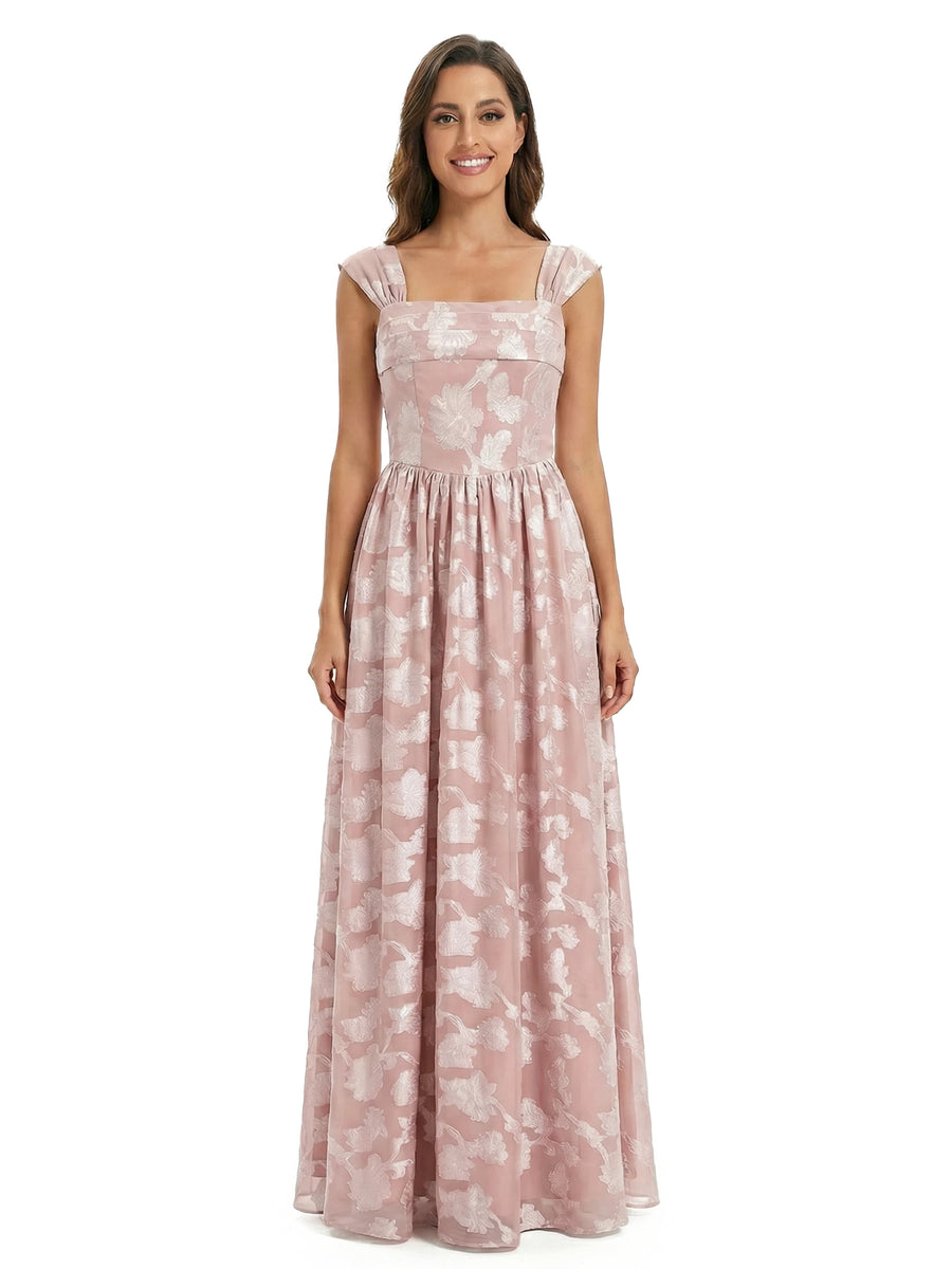 ChicSew Elegant Burnout Chiffon Square Neck A-Line Floor-Length Evening Dresses For Women