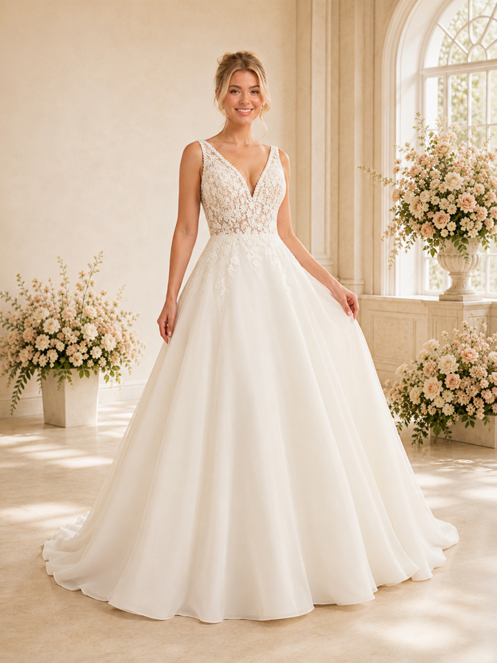ChicSew Elegant Spaghetti Straps Lace A-Line Long Wedding Dresses With Open Back