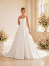 ChicSew Elegant Spaghetti Straps Square Satin A-Line Long Wedding Dresses With Boning