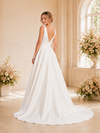 ChicSew Fancy Elegant A-Line V-Neck Satin Maxi Long Wedding Dress