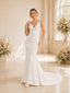 ChicSew Spaghetti Straps V-Neck Crepe Mermaid Long Wedding Dresses Online
