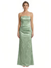 Elegant Jacquard Satin Straight Across Boning Mermaid Long Formal Evening Dresses