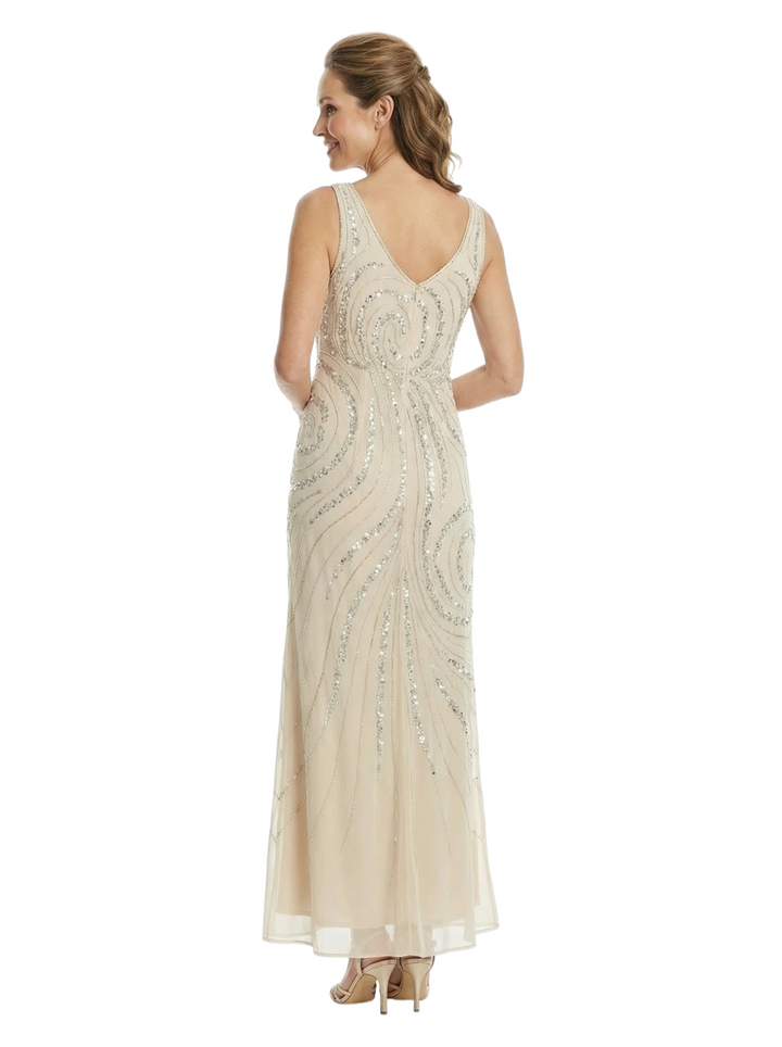 Chicsew Sparkly V-Neck Sleeveless Chiffon Mother Of The Bride Dresses With Jacket