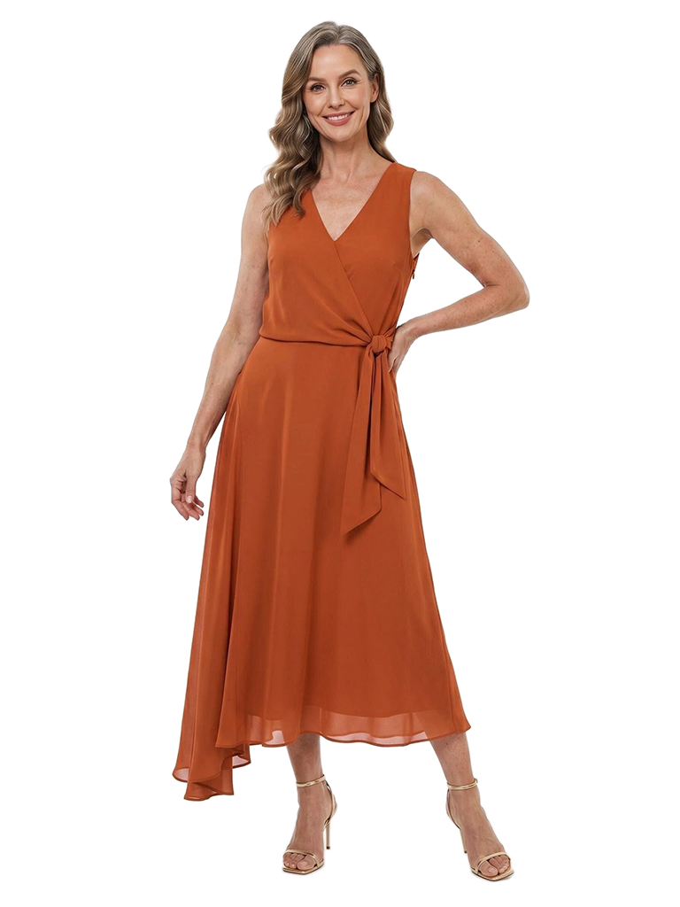 ChicSew Sleeveless V-Neck Chiffon A-Line Tea-Length Mother Of The Groom Dress