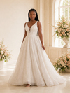 ChicSew Fancy Spaghetti Straps V-Neck Glitter Tulle Long A-Line Wedding Dress