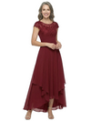 ChicSew Fancy Chiffon Lace Scoop A-Line Mother Of The Groom Dresses Cap Sleeves High-Low Cut