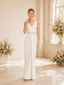 ChicSew Unique Deep V-Neck Spaghetti Straps Sleeveless Crepe Sheath Wedding Dresses