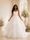 ChicSew Elegant Sweetheart Rhinestone Tulle A-Line Long Maxi Wedding Dress