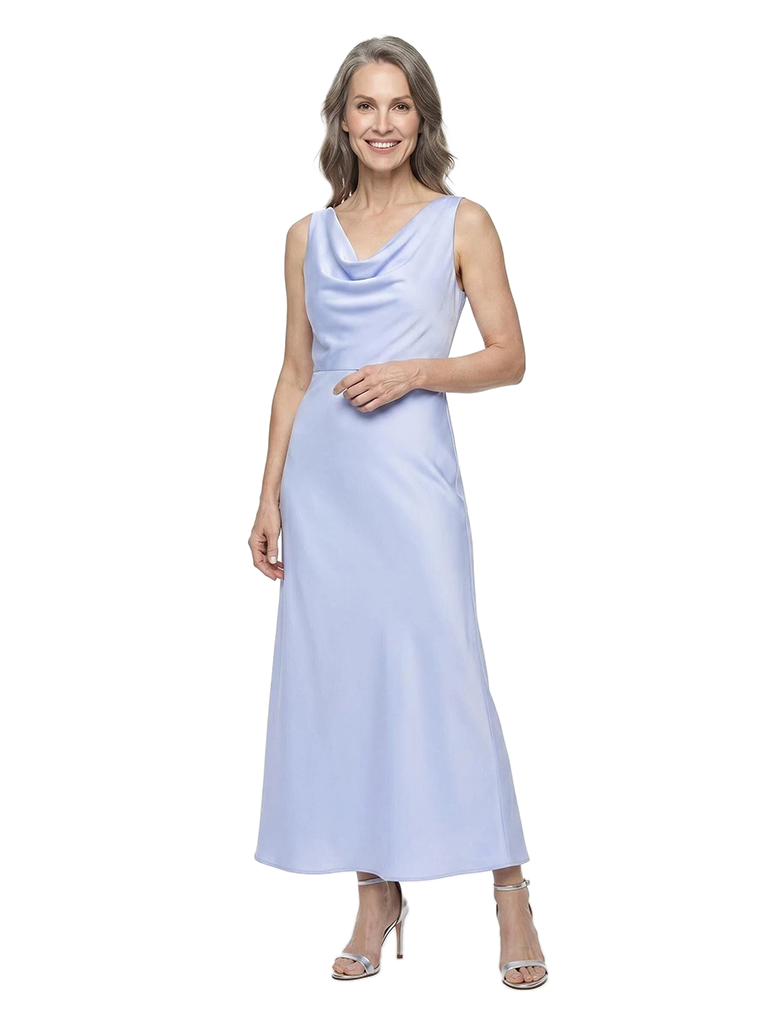 ChicSew Cowl Neck Satin Ankle-Length Sheath Mother of the Bride Dress