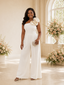 ChicSew Modern Elegant One Shoulder Crepe Floor-Length Wedding Jumpsuit With Floral Applique