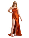 Elegant Sweetheart Strapless Silky Satin Side Split Mermaid Long Bridesmaid Dresses