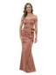 ChicSew Beautiful Off Shoulder Mermaid Mother Of The Groom Dresses Satin Ruched Formal Gown