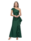 ChicSew One Shoulder Cap Sleeve Ruched Waist Side Ruffle Ankle Length Satin Mermaid Mother of the Bride Dress
