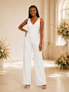 ChicSew Modern V-Neck Sleeveless Sequin Floor-Length Wedding Jumpsuit