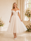 ChicSew Elegant A-line Off The Shoulder Glitter Tulle Midi Wedding Dresses Open Back