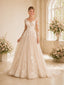 ChicSew Romantic Long Sleeves V-Neck Glitter Tulle Lace Appliques A-Line Wedding Dresses