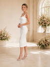 ChicSew Pretty Spaghetti Straps Sheath Crepe Tea-Length Wedding Dresses