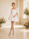 ChicSew A-line Half Sleeves Square Mini Tulle Short Wedding Dresses Online