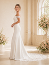 ChicSew Elegant Mermaid Crepe Off The Shoulder Lace Applique Floor-Length Wedding Dress