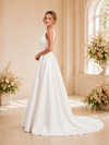 ChicSew Fancy Elegant A-Line V-Neck Satin Maxi Long Wedding Dress