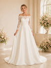 ChicSew Elegant Off Shoulder Lace Wedding Dress Classic A-Line Bridal Gown With 3/4 Sleeves And Train
