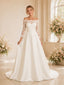ChicSew Elegant Off Shoulder Lace Wedding Dress Classic A-Line Bridal Gown With 3/4 Sleeves And Train