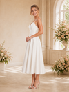ChicSew Fancy A-Line Spaghetti Straps Satin Tea-Length Wedding Dress