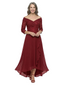 ChicSew Off Shoulder Chiffon Lace Mother Of The Groom Dresses High-Low Ruffle Formal Gowns