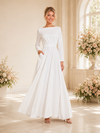 ChicSew Classy Elegant Long Sleeves A-Line Floor-Length Crepe Wedding Dress With Pocket