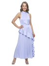 ChicSew High Neck Halter Pleated Satin Ankle Length Mother of the Bride Dress