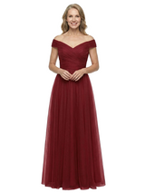 ChicSew Classy Off The Shoulder Ruched Tulle A-Line Mother Of The Bride Gowns Full Length