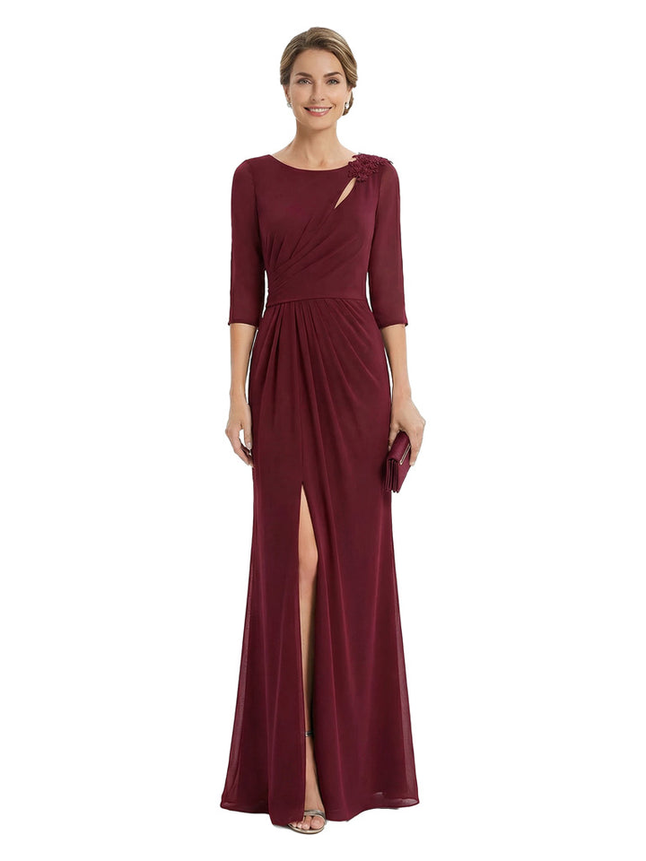 Modern Chiffon Long sleeves Mother Of The Bride Gown With Side Slit