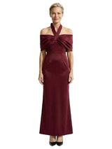Classy Halter Satin Mother Of The Bride Mermaid Column Gown