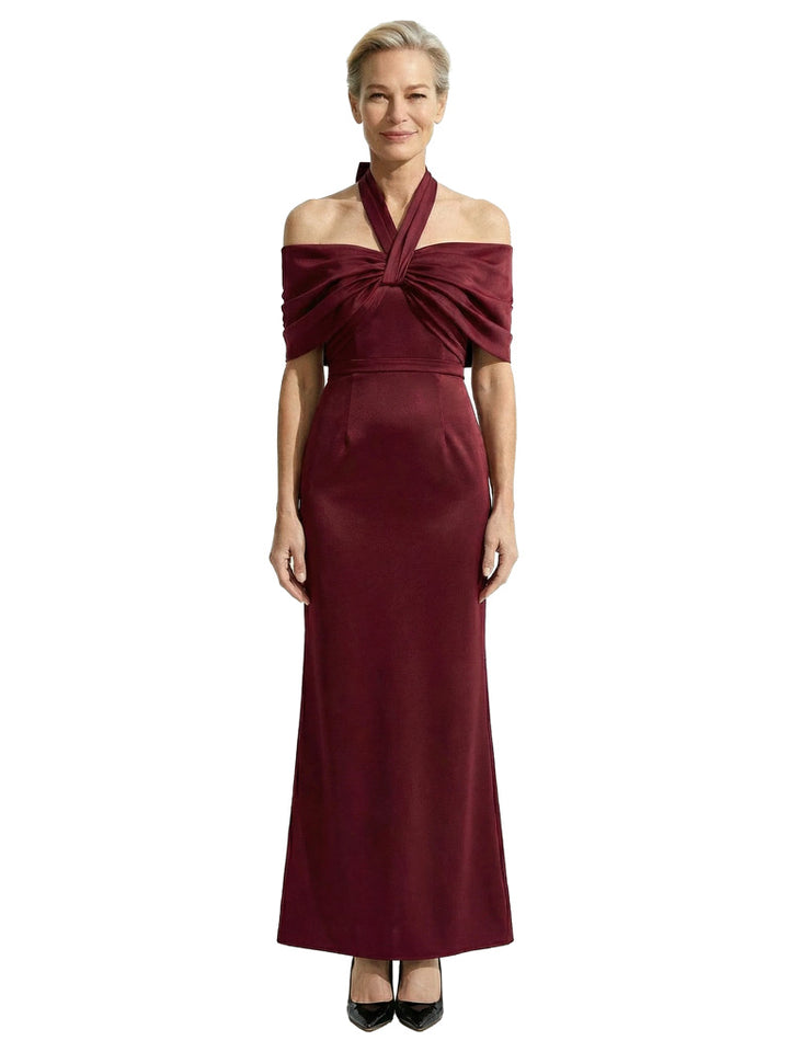 Classy Halter Satin Mother Of The Bride Mermaid Column Gown