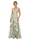 Chicsew Elegant Floral V-Neck Ruched Floor-Length Mother of The Bride Dresses