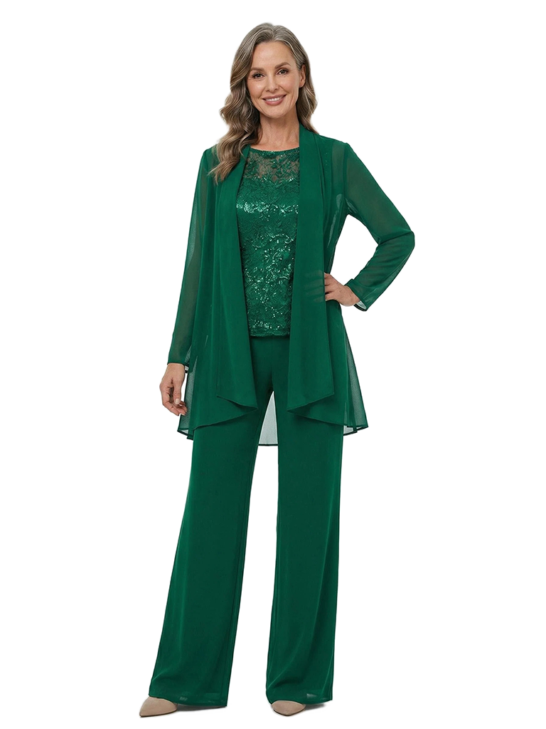 ChicSew Trendy Pant Suit Sequin Lace Bodice Chiffon For Mother Of The Bride