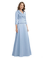ChicSew V-Neck 3/4 Sleeve Satin A-Line Floor-Length Elegant Mother of the Bride Dresses