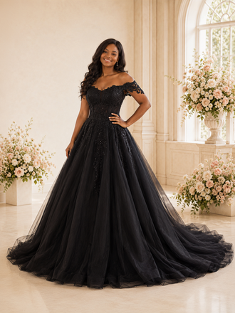 ChicSew Elegant Off The Shoulder Tulle A-Line Maxi Wedding Dress With Lace Applique