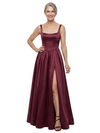 ChicSew Spaghetti Straps Square Soft Satin Boning Floor-Length A-Line Mother of the Bride Dress