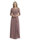 ChicSew Beautiful Illusion Lace Long Sleeve Chiffon Long Mother Of The Bride Dresses With Ruffle