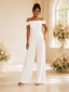 ChicSew Modern Simple Off The Shoulder Crepe Floor-Length Wedding Jumpsuit