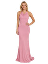 ChicSew Halter Sleeveless Open Back Jersey Mermaid Floor-Length Bridesmaid Dress For Wedding