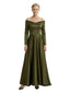 Sexy Off Shoulder Beading Long Sleeves A-Line Satin Mother of the Groom Evening Dress