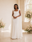 ChicSew Fancy Square Neck Crepe Mermaid Floor-Length Wedding Dress With Tulle Cape Sleeves
