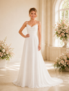 ChicSew Elegant A-Line Spaghetti Straps Ruching Chiffon Long Wedding Dresses