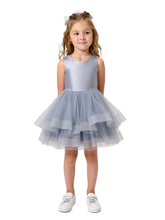 Beautiful Round Neck Sleeveless Flower Girl Dress A-Line Satin Tulle Gown For Weddings Special Occasions